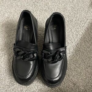 Black Loafers with Chain Detail